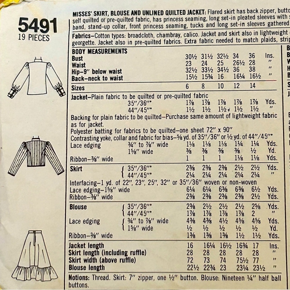 Vintage 1982 Simplicity 5491 Pattern Misses Size 10 Gunne Sax Skirt Top Jacket - Picture 6 of 8